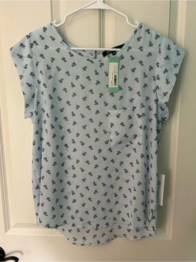 Alice Blue Light Blue Short-Sleeve Printed Pocket Tee